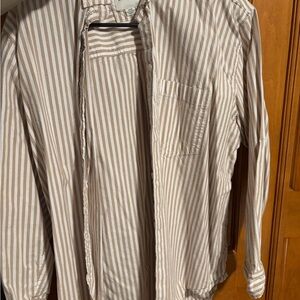 American Eagle Outfitters Beige Striped Button Down Shirt
